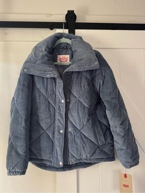 Levi's Women's Quilted Corduroy Puffer Jacket in Dusty Blue